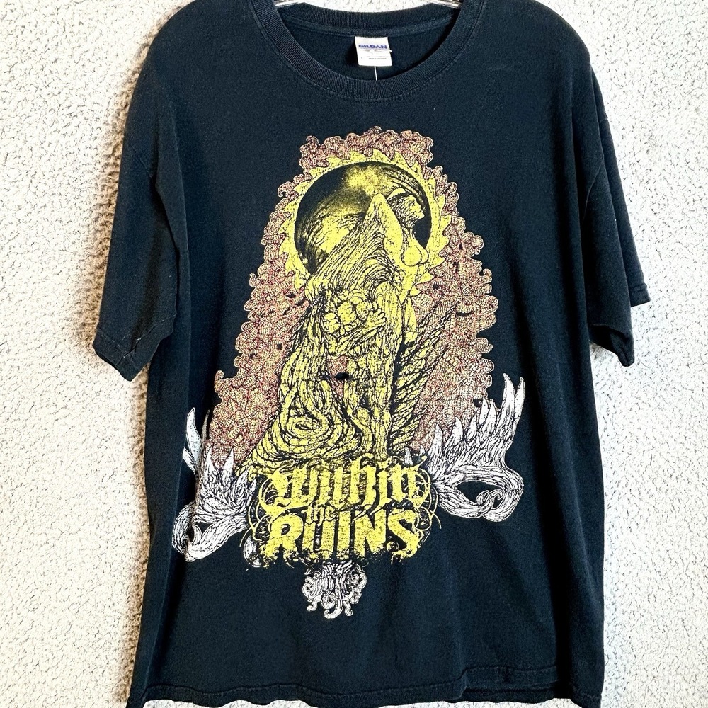 Within The Ruins Band T Shirt Black Size Large Double Sided Graphic- Rare!